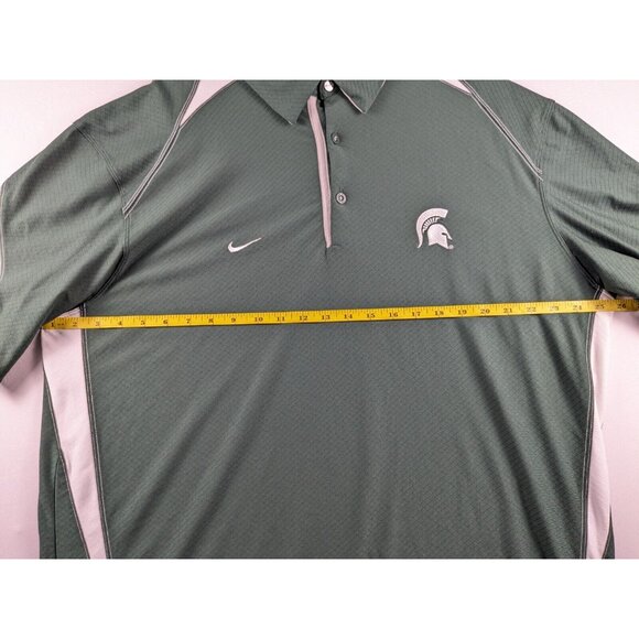 Nike Dri-Fit Elite Michigan Spartans Polo Shirt Men's Size XL Green/White - Picture 6 of 10
